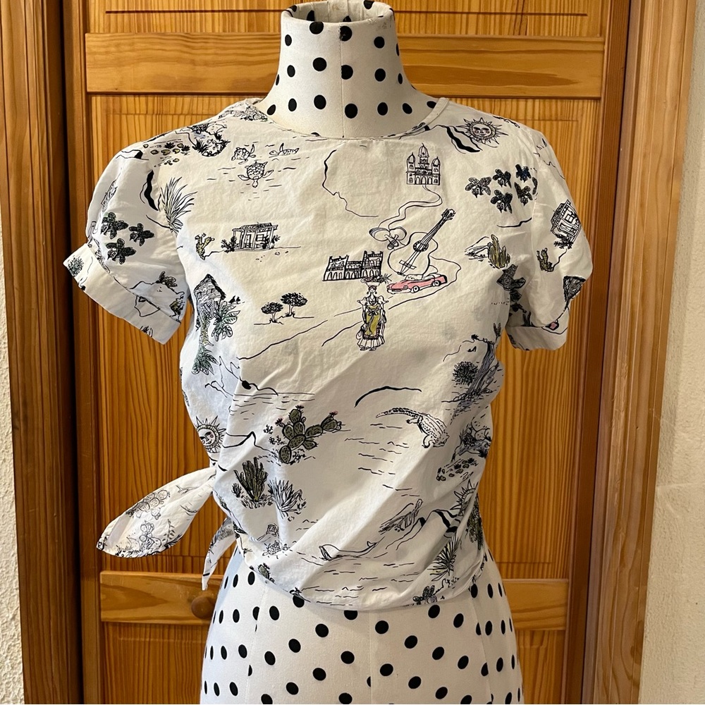 ZARA Summer print side knot top
